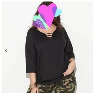 Women's Avenue Loralette black 1X blouse top NEW